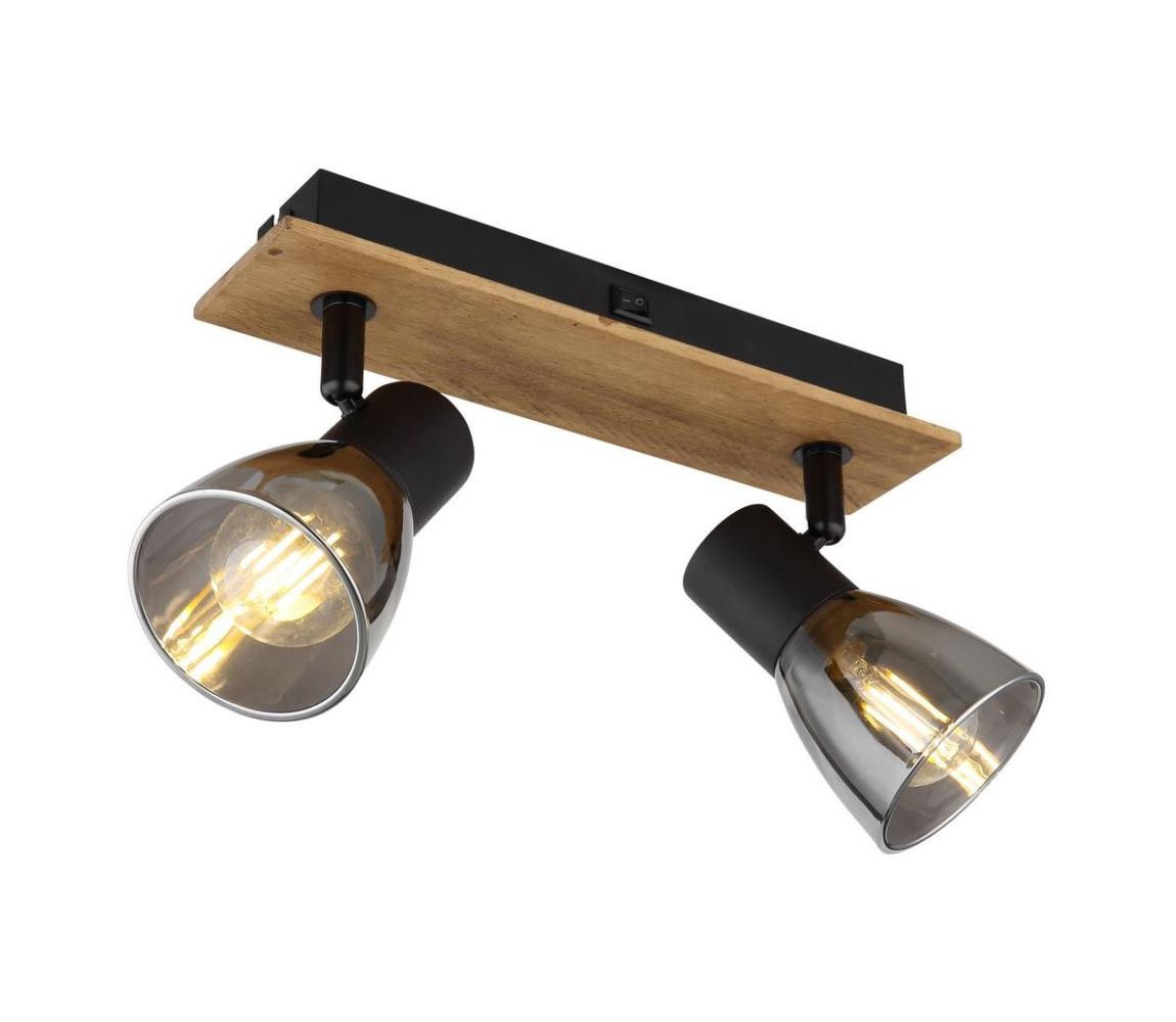 Globo Globo 54307-2W - Nástěnné bodové svítidlo CLAUDE 2xE14/40W/230V černá/dřevo