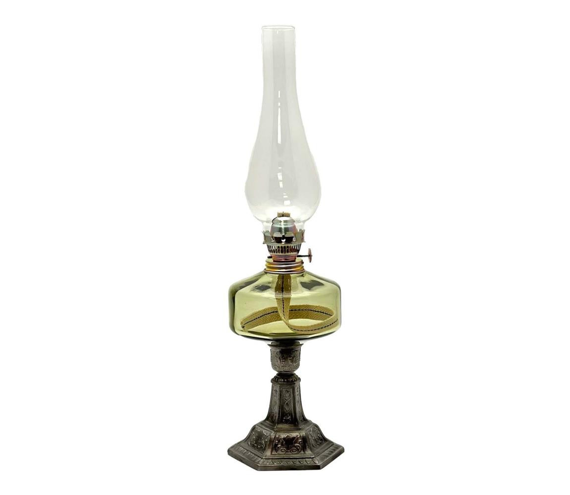 Floriánova huť Petrolejová lampa LUDMILA 42 cm lesní zelená