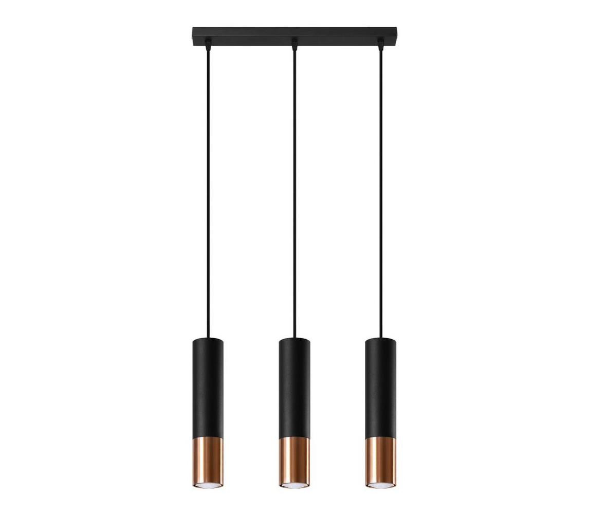 SL.0948 - Lustr na lanku LOOPEZ 3xGU10/10W/230V černá/měď