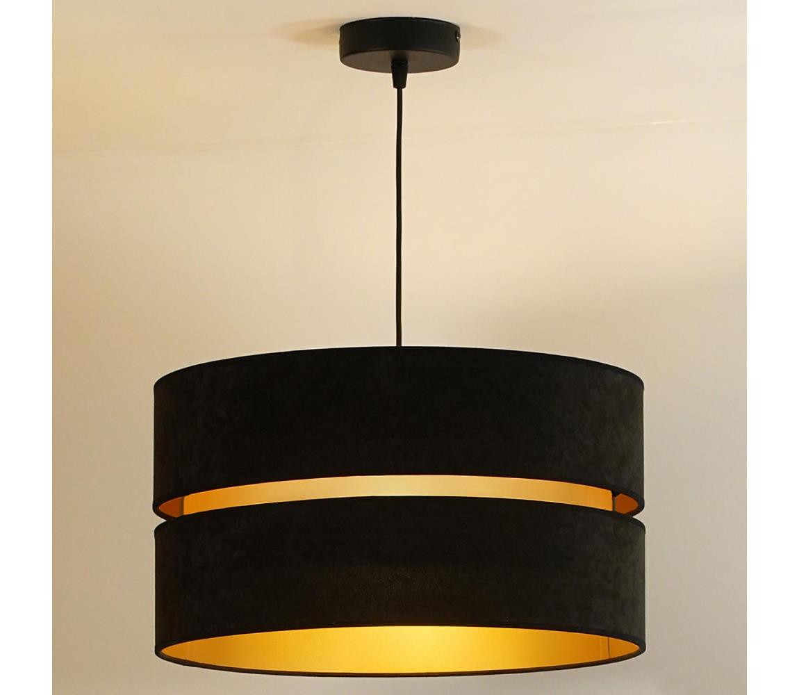 - Lustr na lanku DUO 1xE27/15W/230V pr. 40 cm černá/zlatá