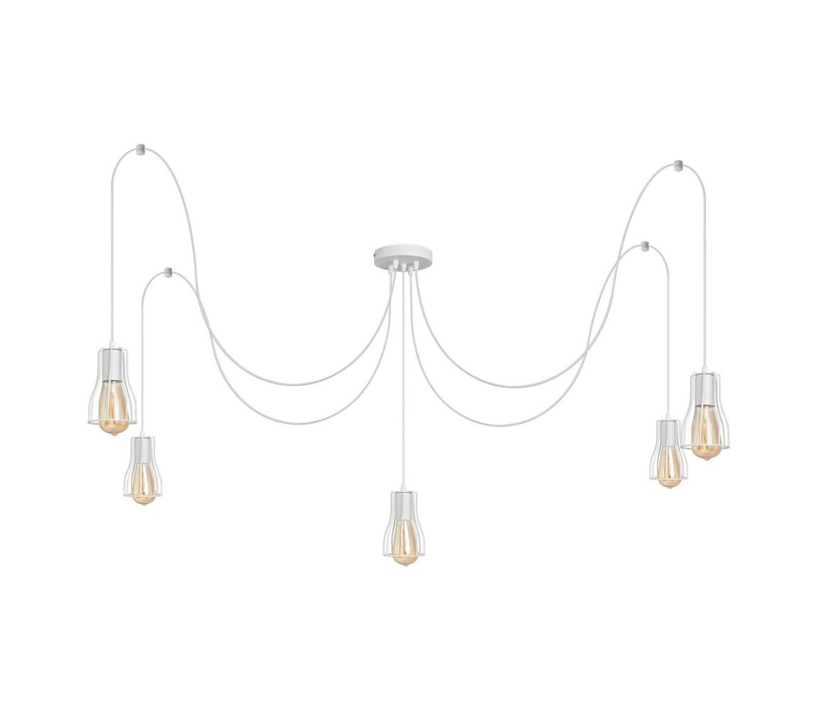 Lustr na lanku TUBE 5xE27/15W/230V pavouk bílá