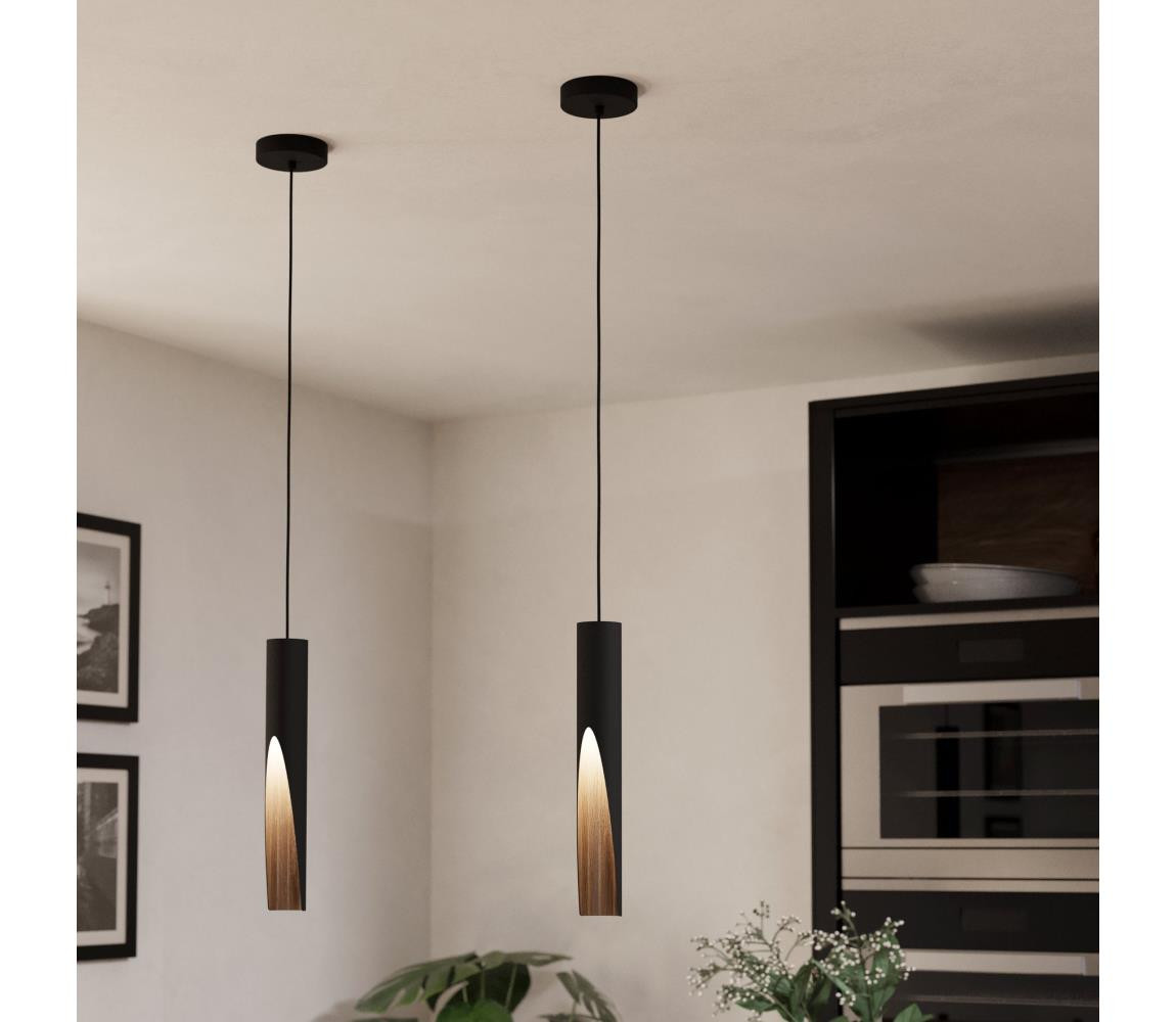 Eglo Eglo 901732 - LED Lustr na lanku BARBOTTO 1xGU10/4,5W/230V 3000K černá/hnědá