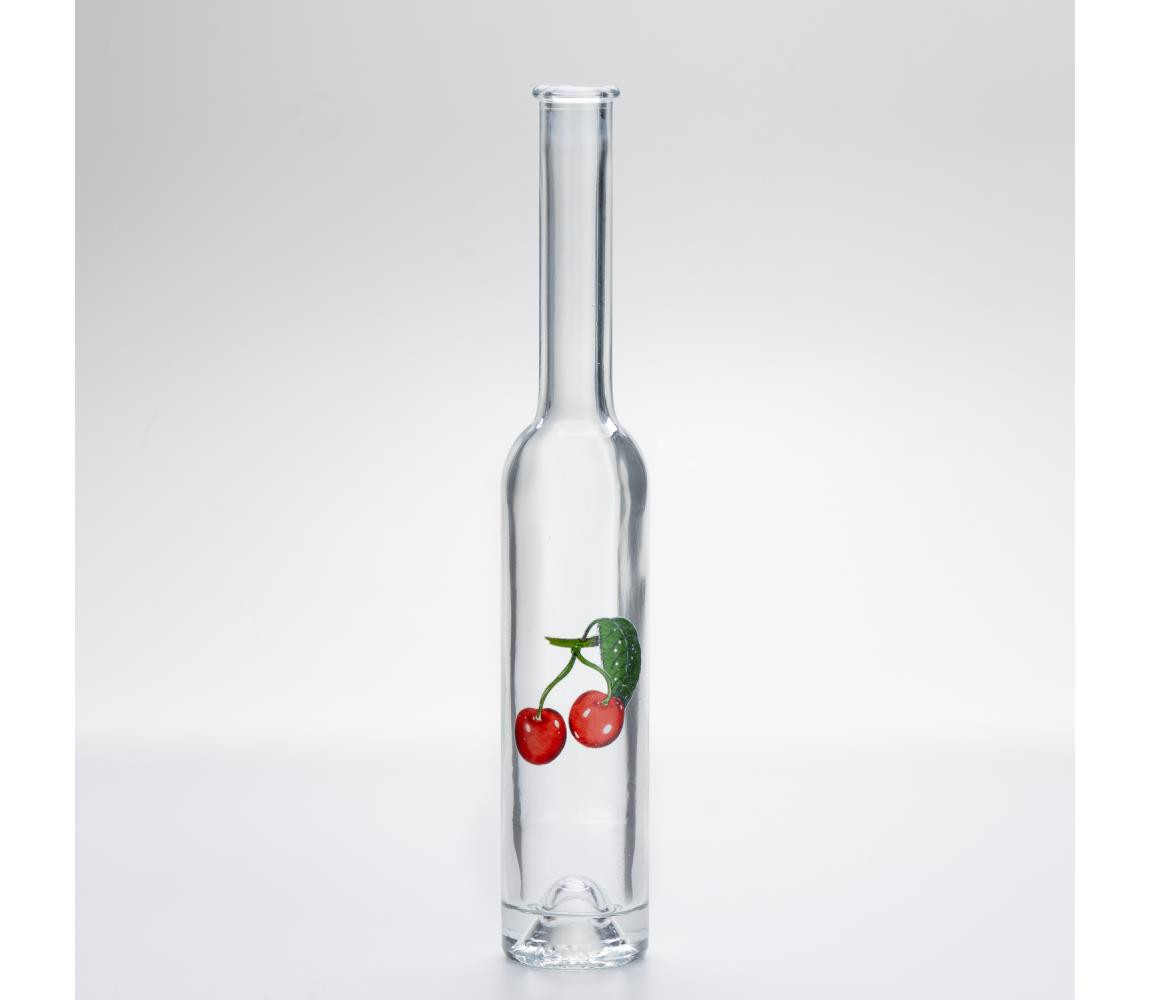 Skleněná láhev Platin s motivem třešně