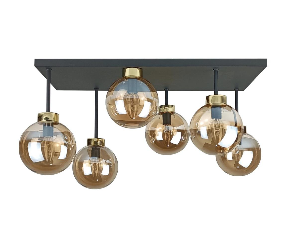 Keter Lighting Přisazený lustr DEA 6xE14/60W/230V černá/zlatá/kouřová béžová