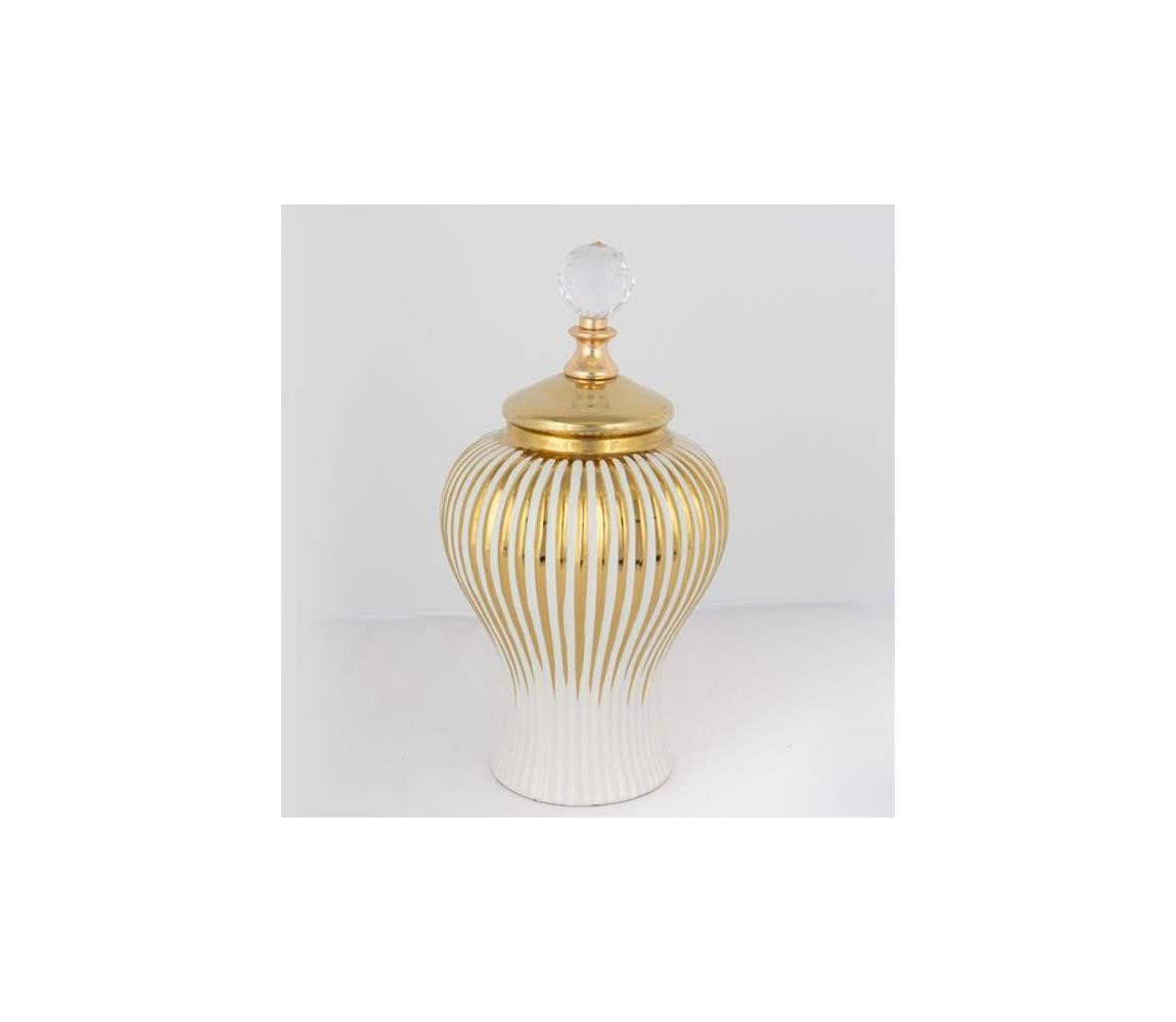 Eurolamp Keramická váza 35x17,5 cm zlatá/bílá