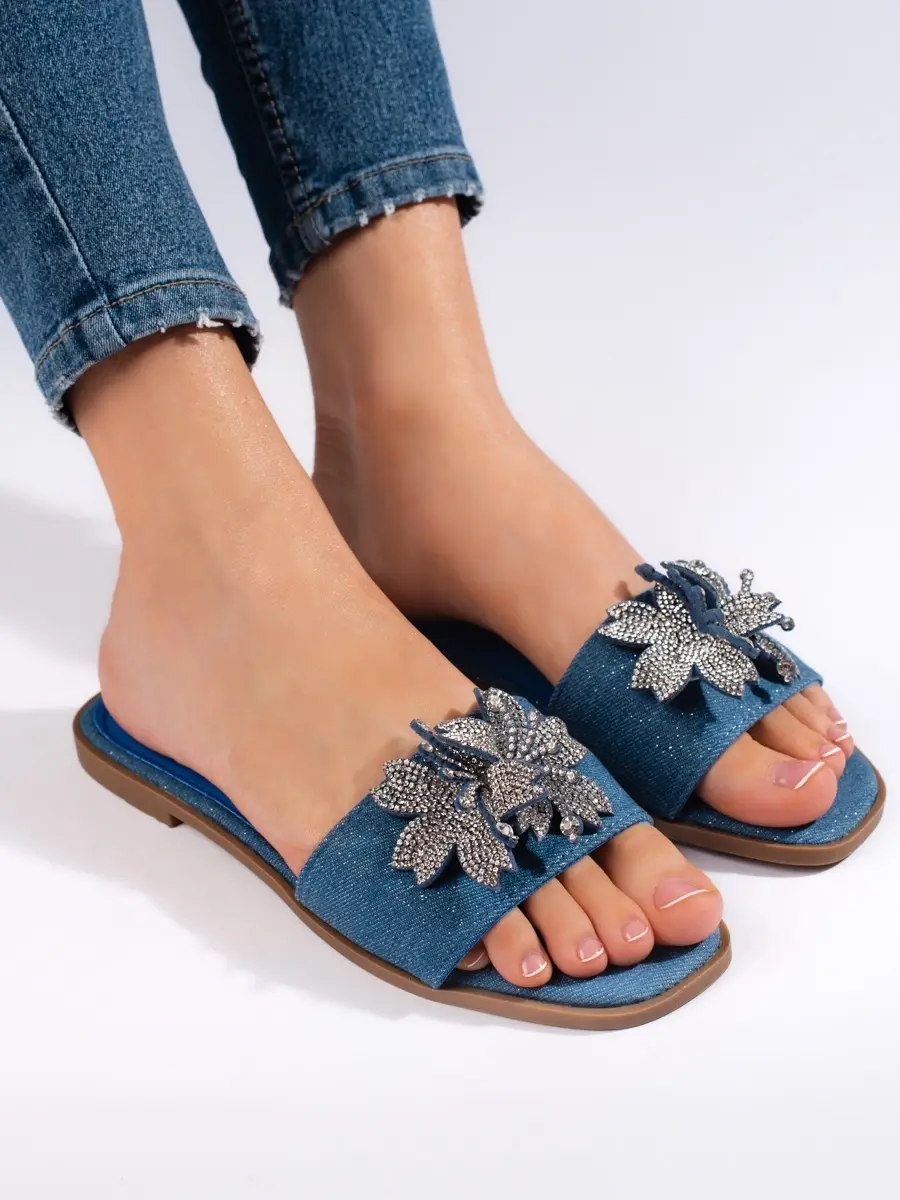 Výborné nazouváky dámské modré bez podpatku