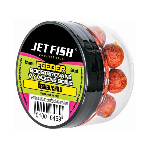 Jet Fish Feeder Boosterované vyvážené boilie 60ml-12mm : ČESNEK / CHILLI
