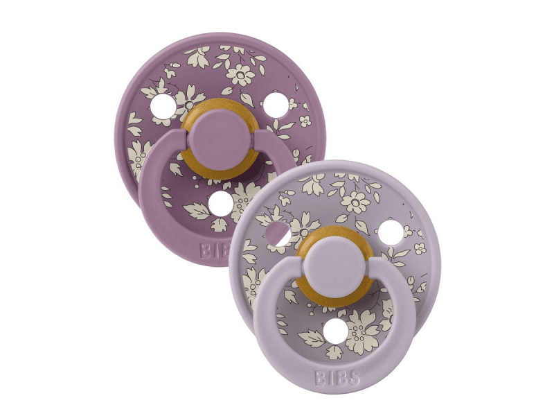 BIBS Dudlíky LIBERTY COLOUR Fossil Grey/Mauve - vel.1, přír.kaučuk 2ks