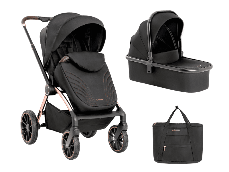 KikkaBoo Kočárek Kara 2v1 Black - VÝPRODEJ DVOREČEK
