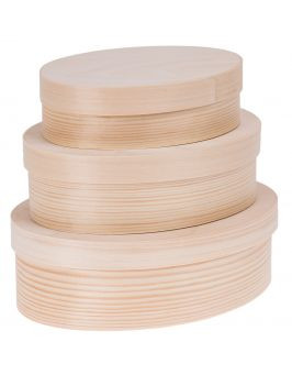 FK Sada dřevěných oválných krabiček (3 kusy), Přírodní