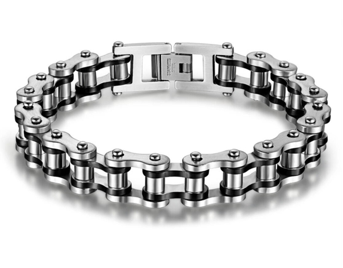 Moto náramek Gaira 30024 - stříbrný-černý