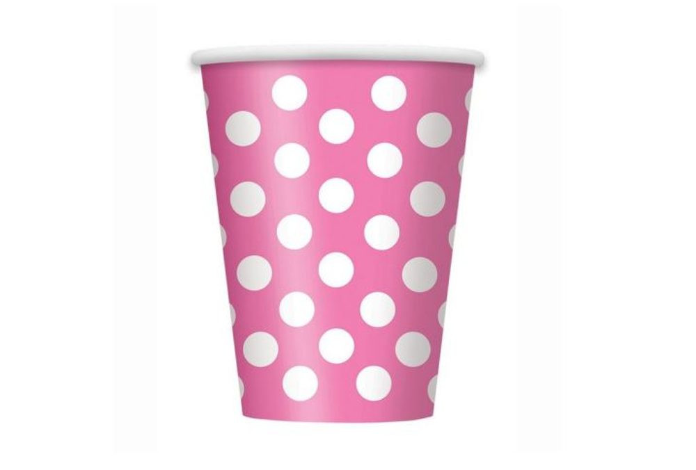 Kelímky růžové puntík - 354 ml - 6 ks - UNIQUE