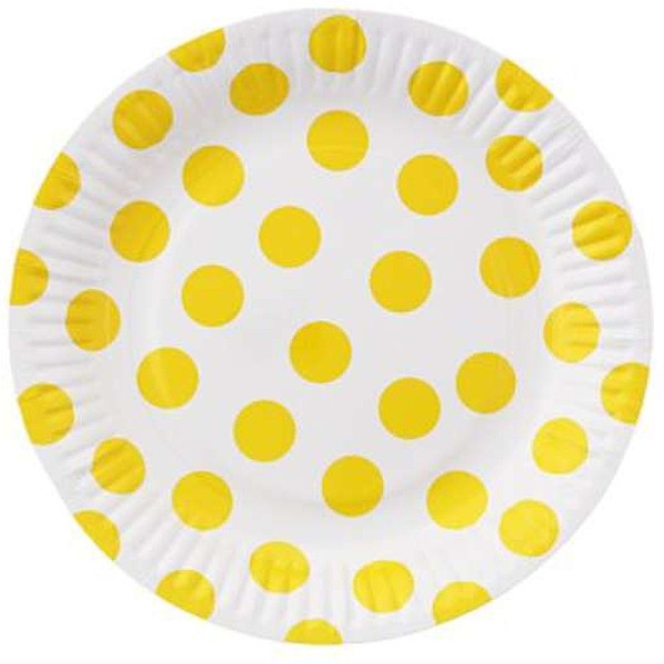 TALÍŘKY s puntíky žluté 18cm  6ks