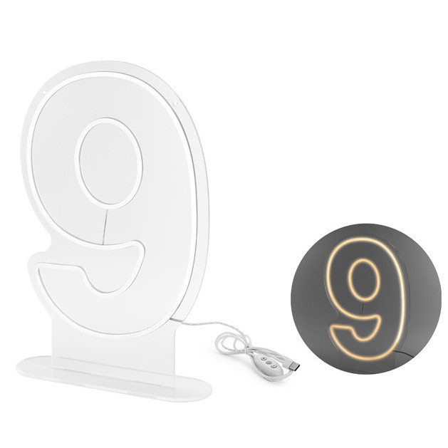 Neonové LED číslo '9', bílé, 50 cm