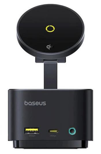 Dokovací stanice 7v1 Baseus MagPro 100W/15W Qi2, 2xUSB-C, 2xUSB, 1xHDMI, SD/microSD slot černá