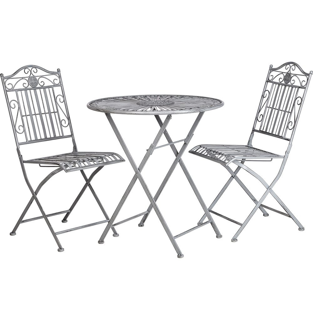 TERRACE HILL Balkónový set 2 ks židle a 1 ks stůl - šedá