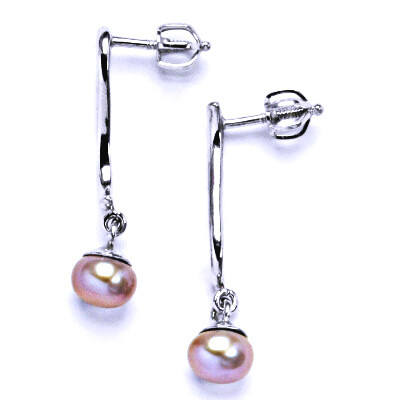 Náušnice stříbrné s přírodní růžovou perlou NŠ 1227 pp