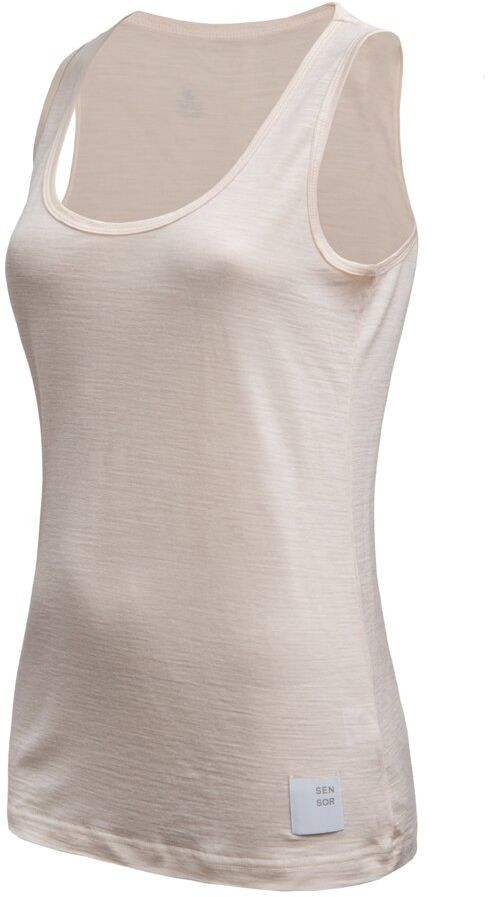 SENSOR MERINO LITE dámské triko bez rukávu mottled beige Velikost: L