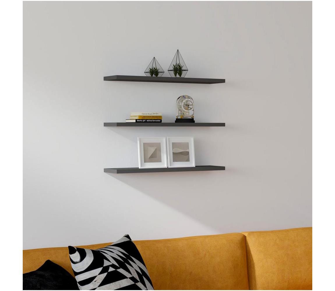 SADA 3x Nástěnná police BOSS antracit