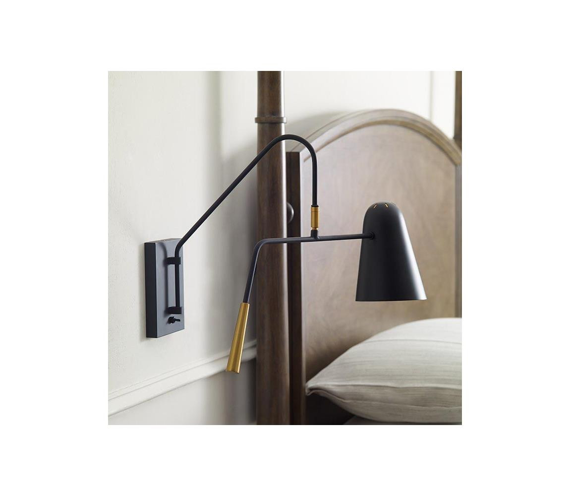 Elstead Feiss FE-SIMON1 - Nástěnná lampa SIMON 1xE27/60W/230V černá/zlatá