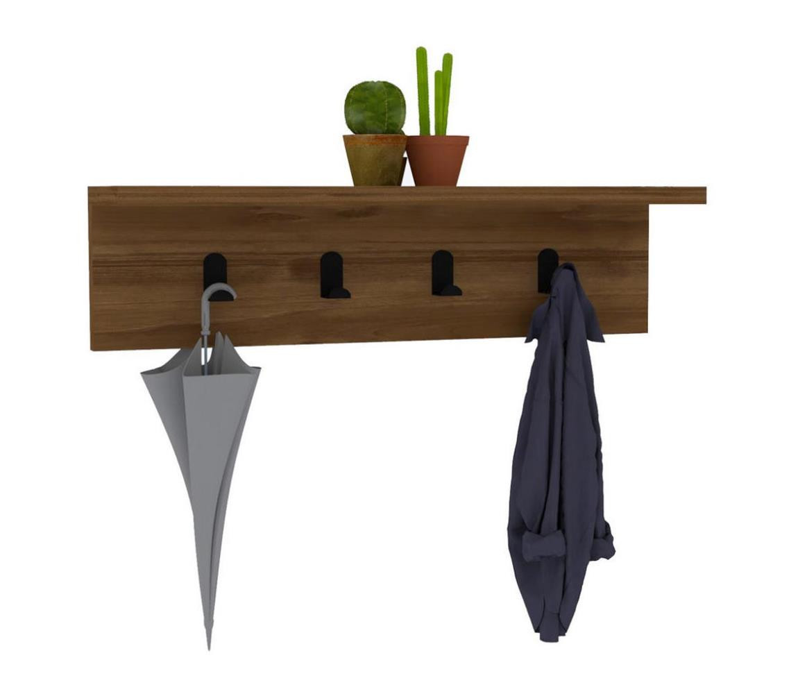 Nástěnný věšák s policí AYLA 14,5x60 cm hnědá