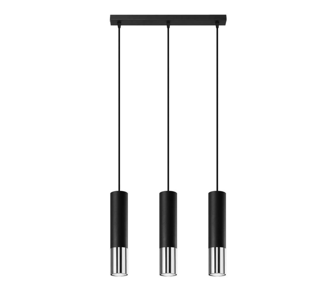 SL.0942 - Lustr na lanku LOOPEZ 3xGU10/10W/230V černá/chrom