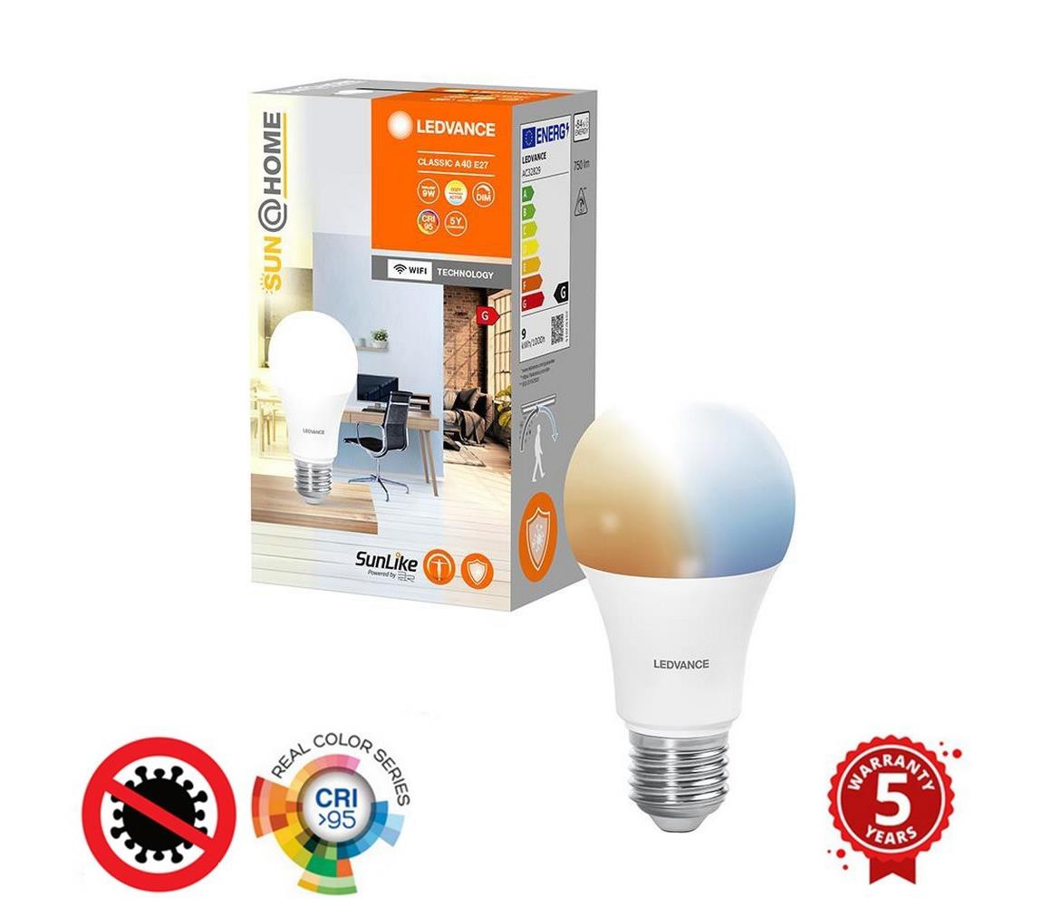 Ledvance LED Stmívatelná antibakteriální žárovka A40 E27/9W/230V Wi-Fi - Ledvance