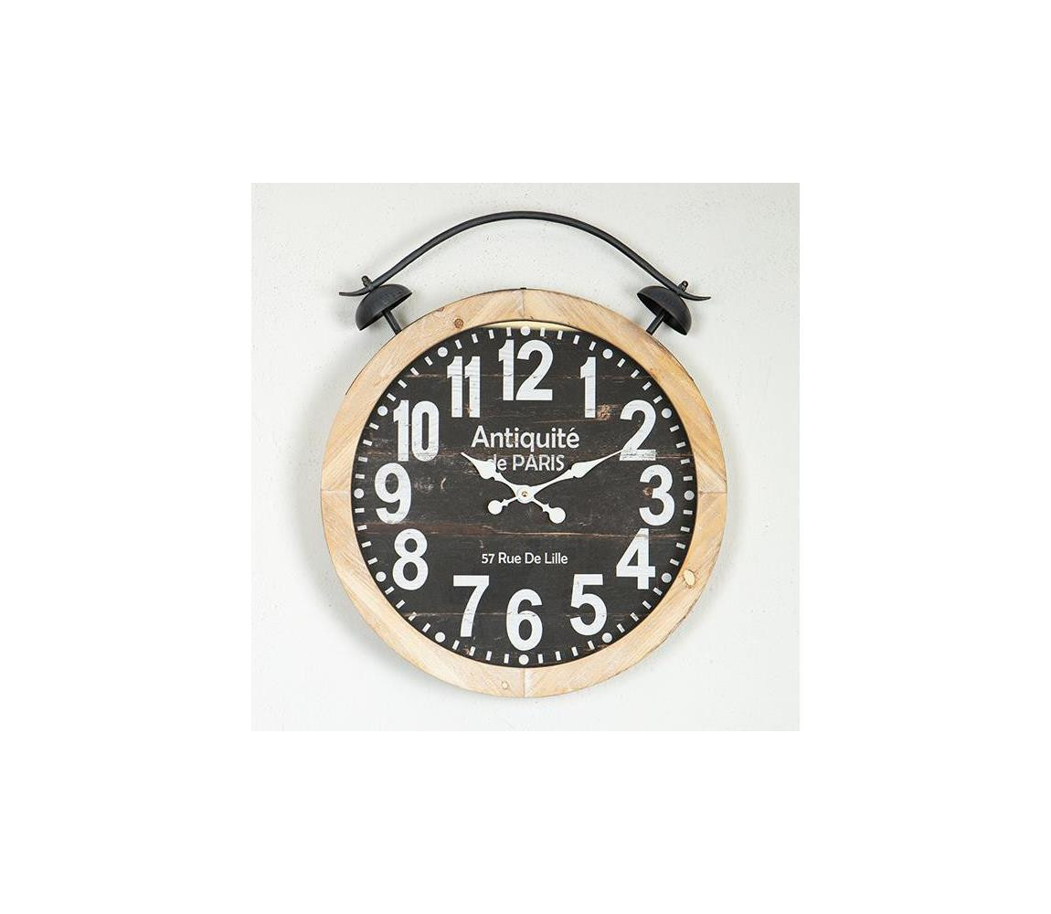 Eurolamp Nástěnné hodiny 1xAA pr. 50 cm béžová/černá