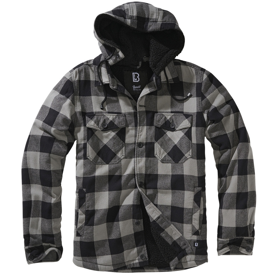 Bunda Brandit Lumberjacket Hooded - černá-šedá, M