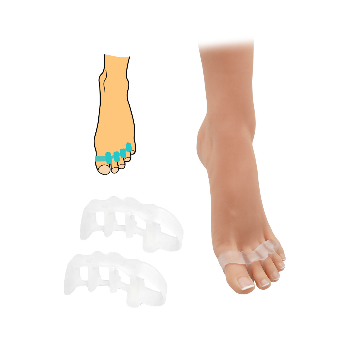 Meziprstní oddělovač HealMed 2 ks - průhledný