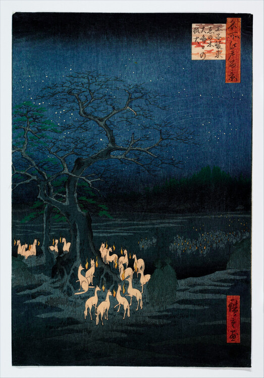 Utagawa Hiroshige Obrazová reprodukce New Years Eve Foxfire, Utagawa Hiroshige, 26.7 × 40 cm