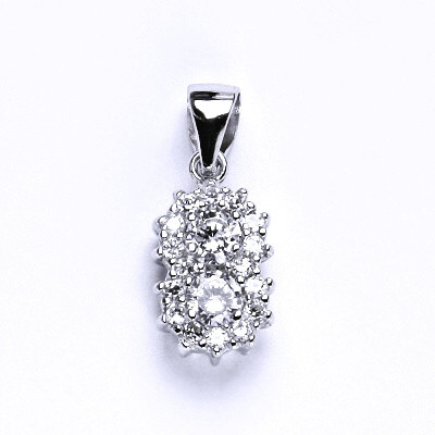 Přívěsek stříbrný, syntetický čirý zirkon, kytička, váha 1,84 g