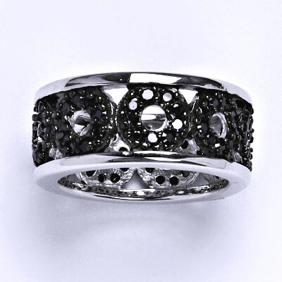 Stříbrný prsten s černými zirkony,prsten ze stříbra,váha 7,42 g