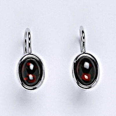 Stříbrné náušnice s přírodním kamenem granát 7 x 5, NK 1354