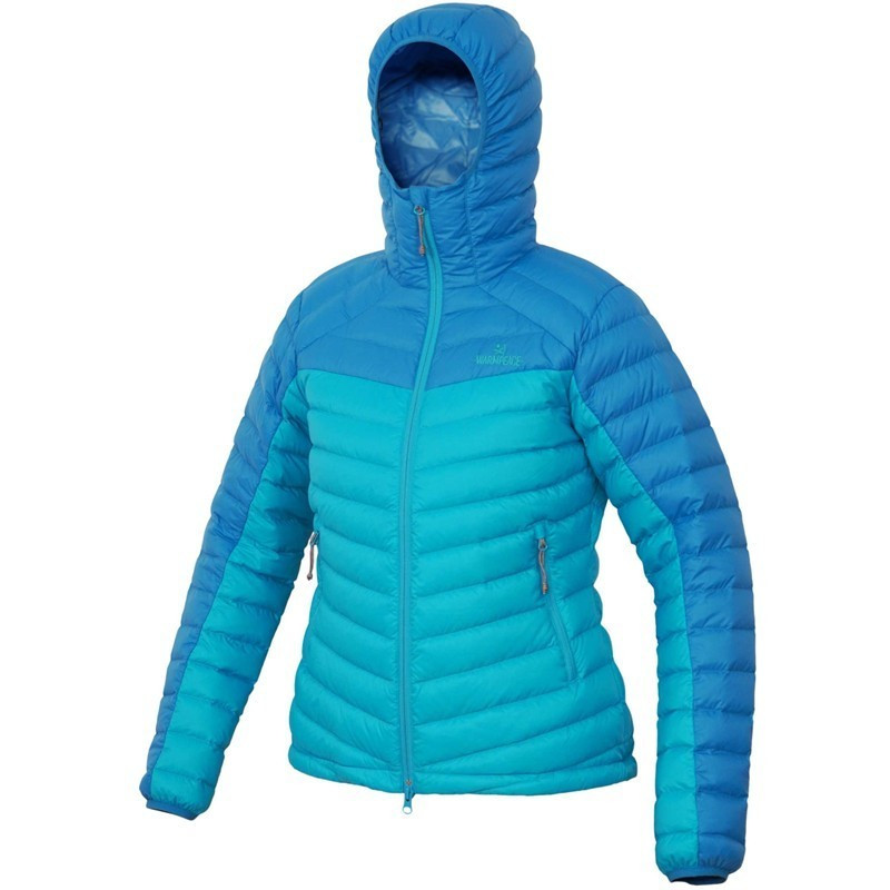 Warmpeace Ultralehká dámská péřová bunda s kapucí Warmpeace Viki Lady Fresh blue