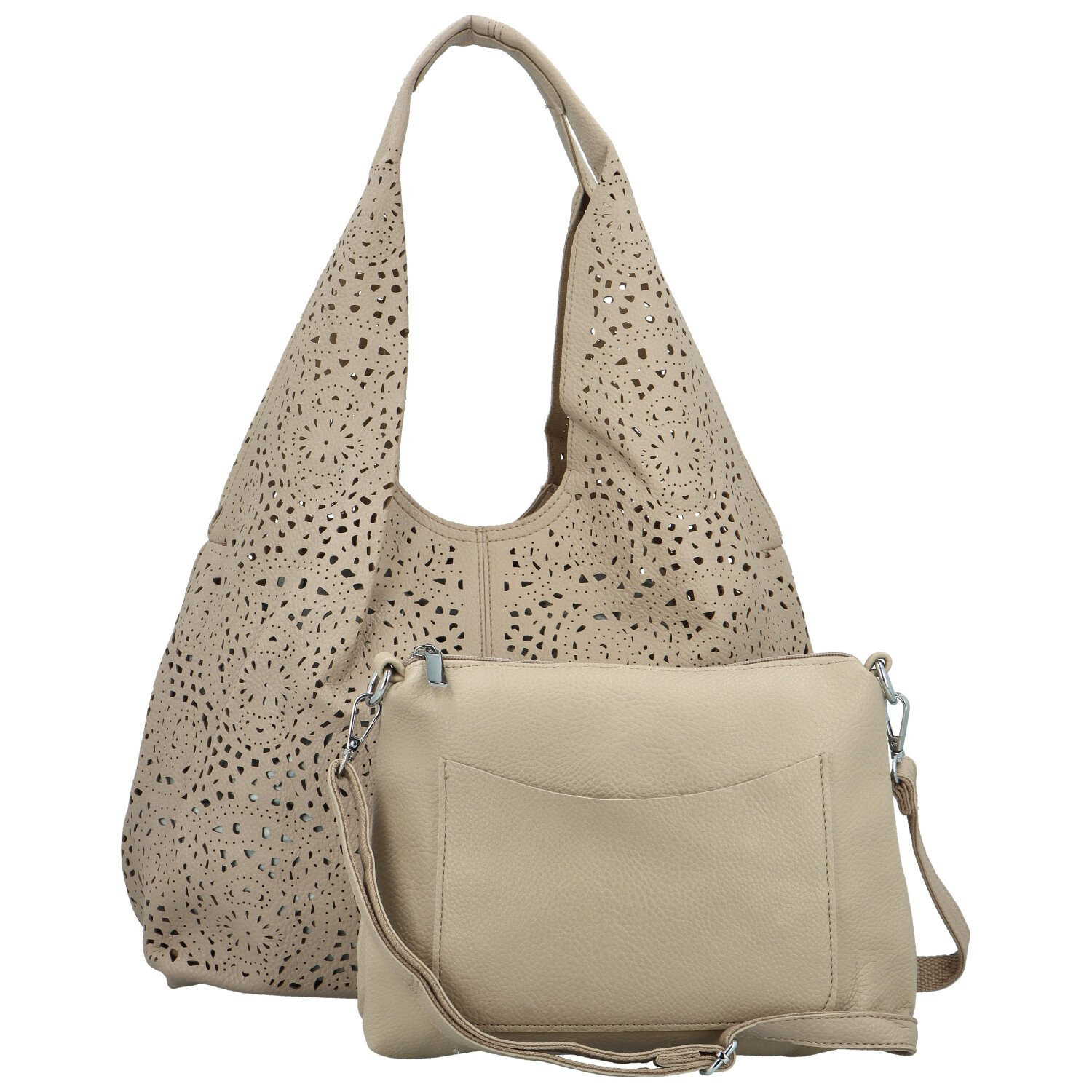 Stylový dámský koženkový set kabelek Selwin, béžová