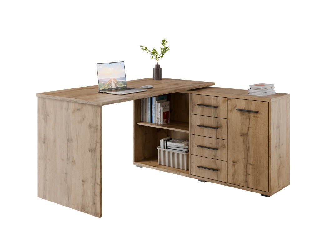Rohový psací stůl NEJBY GIANNI, pravý, dub wotan