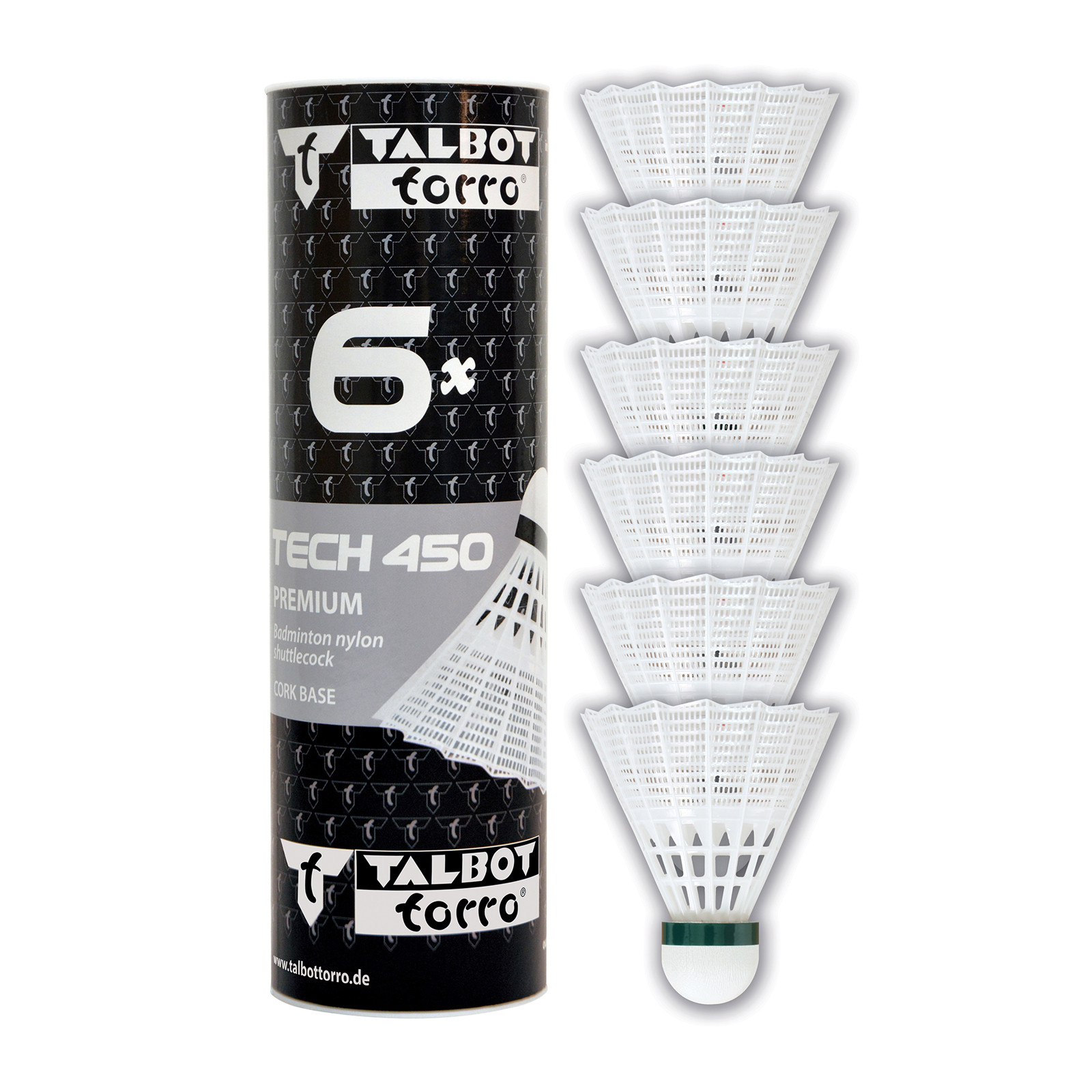 Badmintonové míčky TALBOT TORRO Tech 450 Slow 6ks - bílé