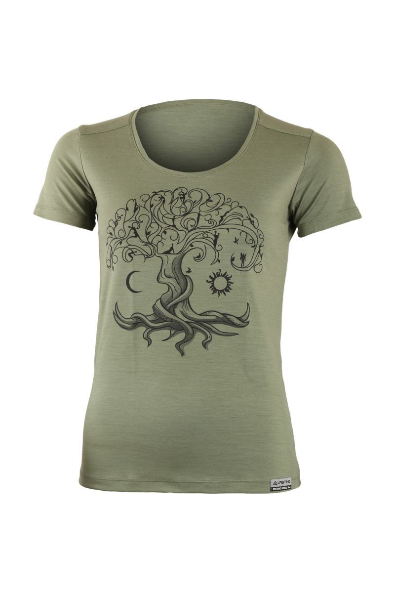 Lasting dámské merino triko s tiskem KASTRO zelené Velikost: M 8596445010930
