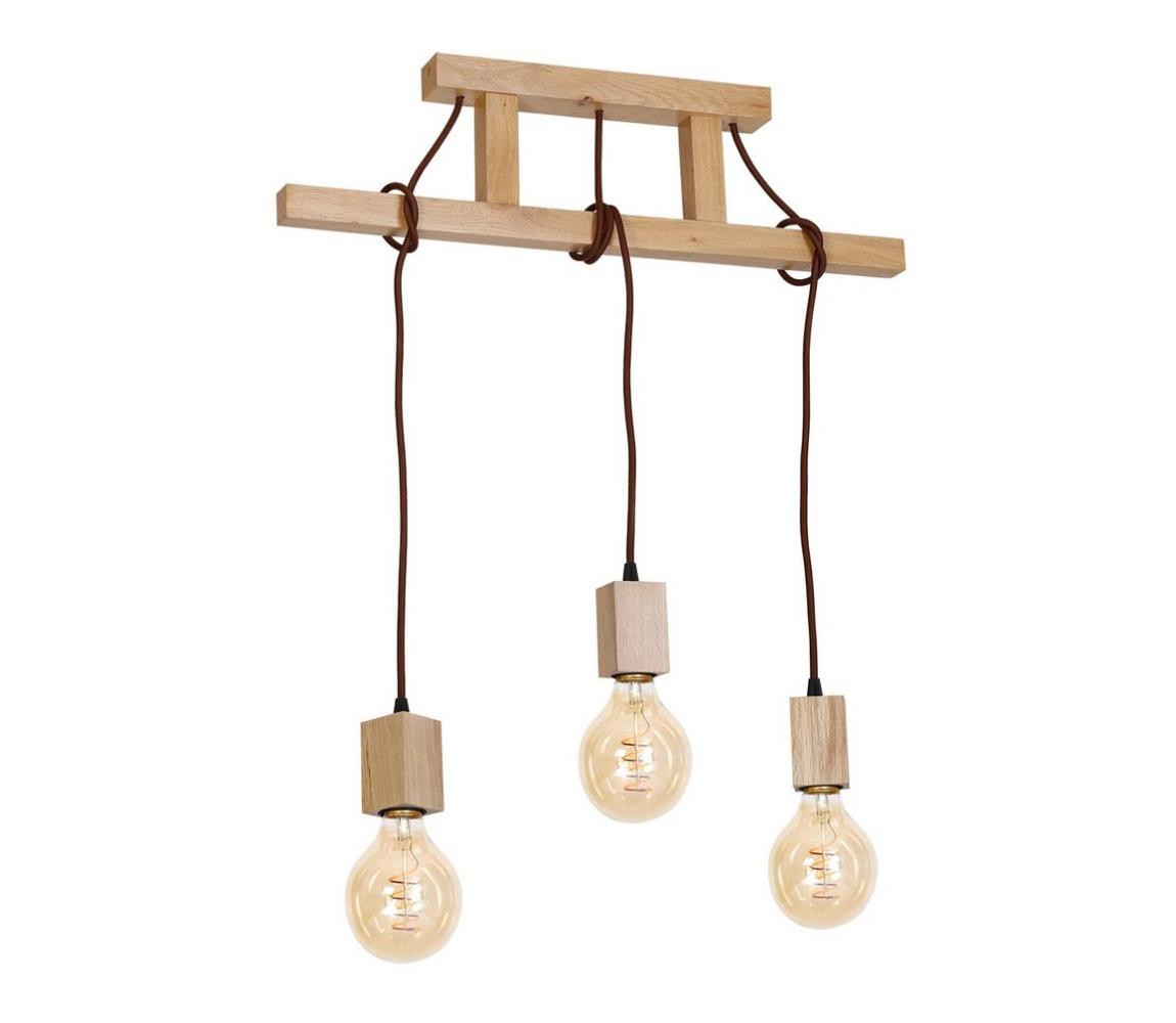 Lustr na tyči JACK 3xE27/40W/230V přírodní dřevo