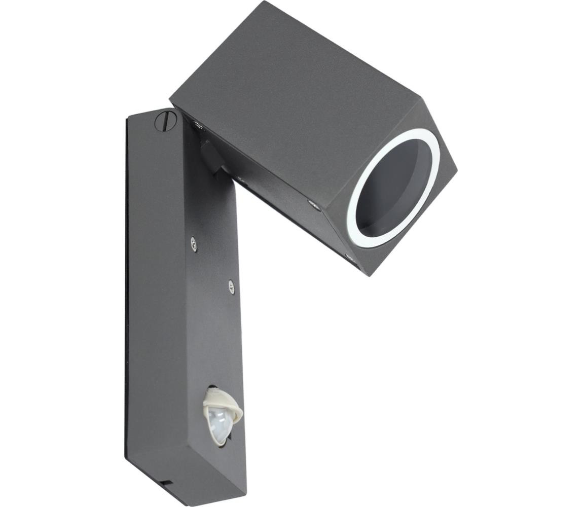 Venkovní nástěnné svítidlo se senzorem QUAZAR 1xGU10/35W/230V IP44 šedá