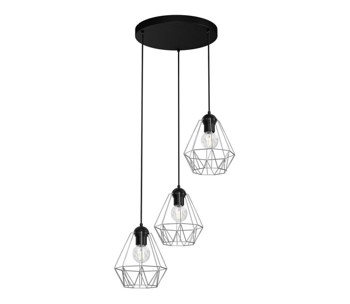 Lustr na lanku BERGEN 3xE27/60W/230V černá/lesklý chrom