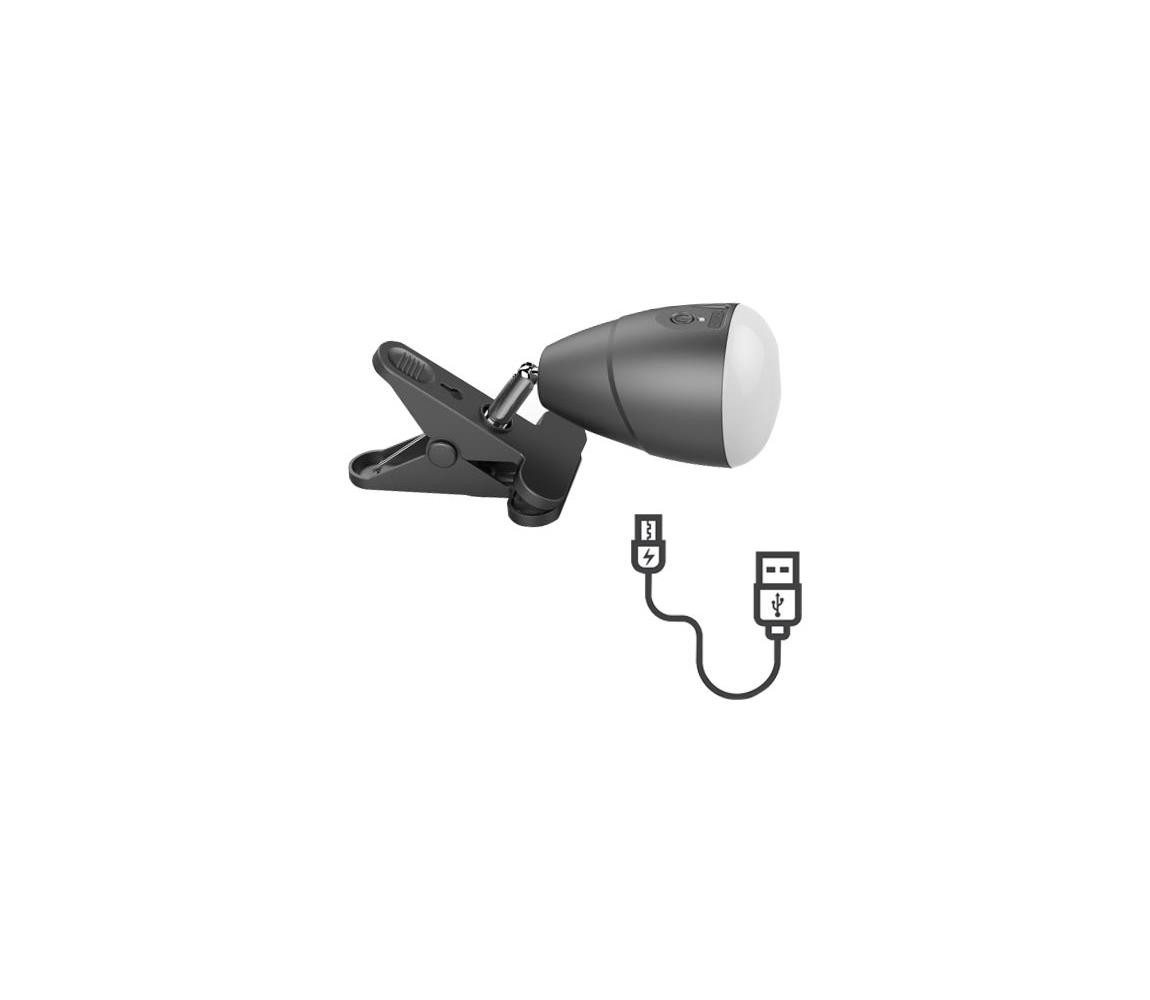 LED Lampička KLIP s USB nabíjením LED/5W/5V 4000K