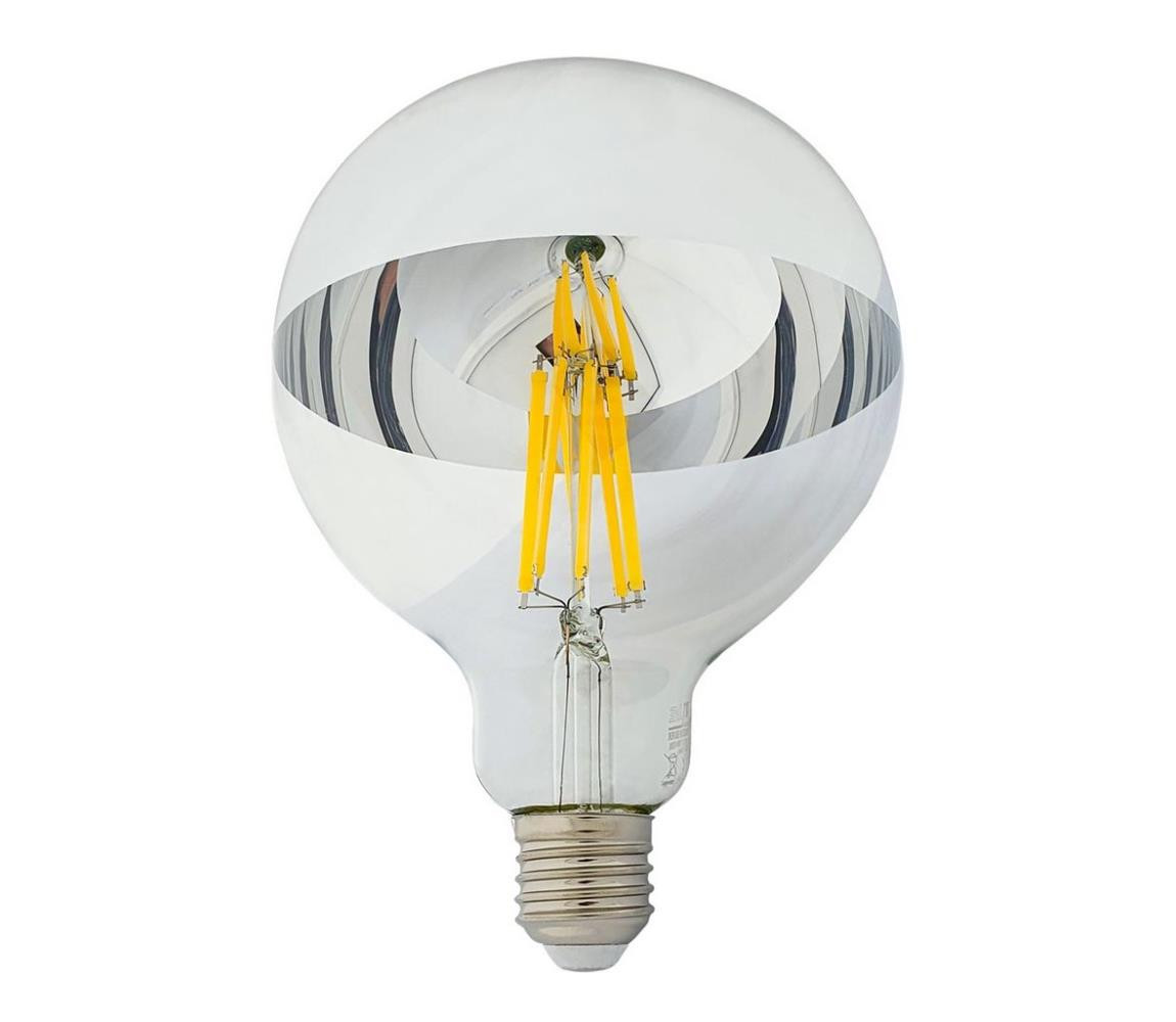 LED Žárovka se zrcadlovým vrchlíkem DECOR MIRROR G125 E27/12W/230 4200K stříbrná