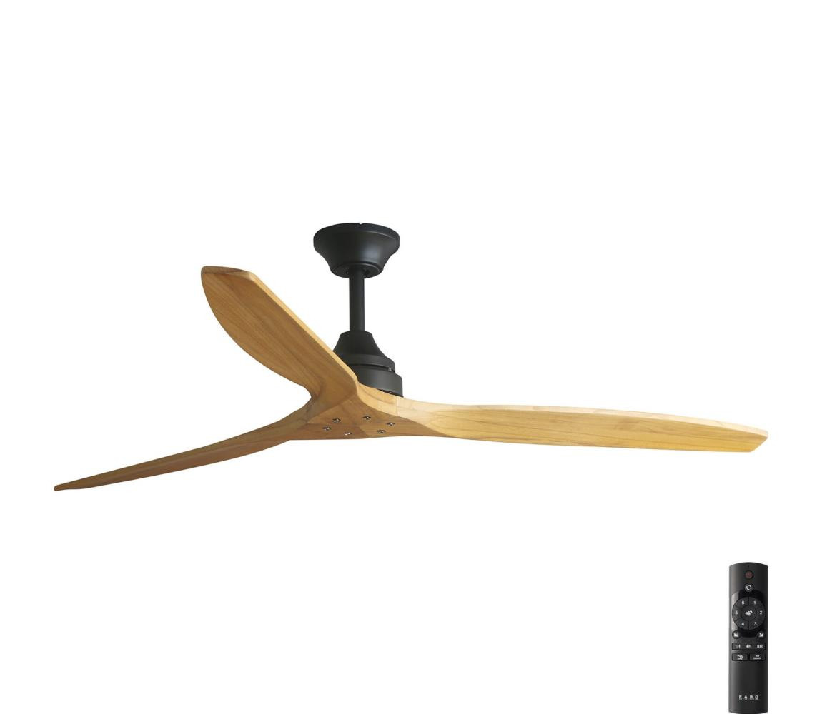 FARO Barcelona FARO 33718DC- Stropní látor ALO L dřevo/černá pr. 152 cm + dálkové ovládání