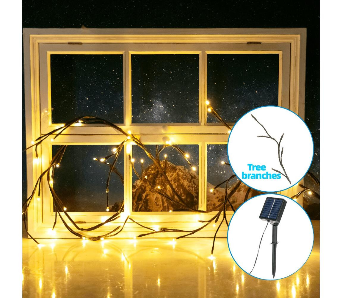 B.V.  - LED Solární řetěz 72xLED/4m IP65 teplá bílá vine