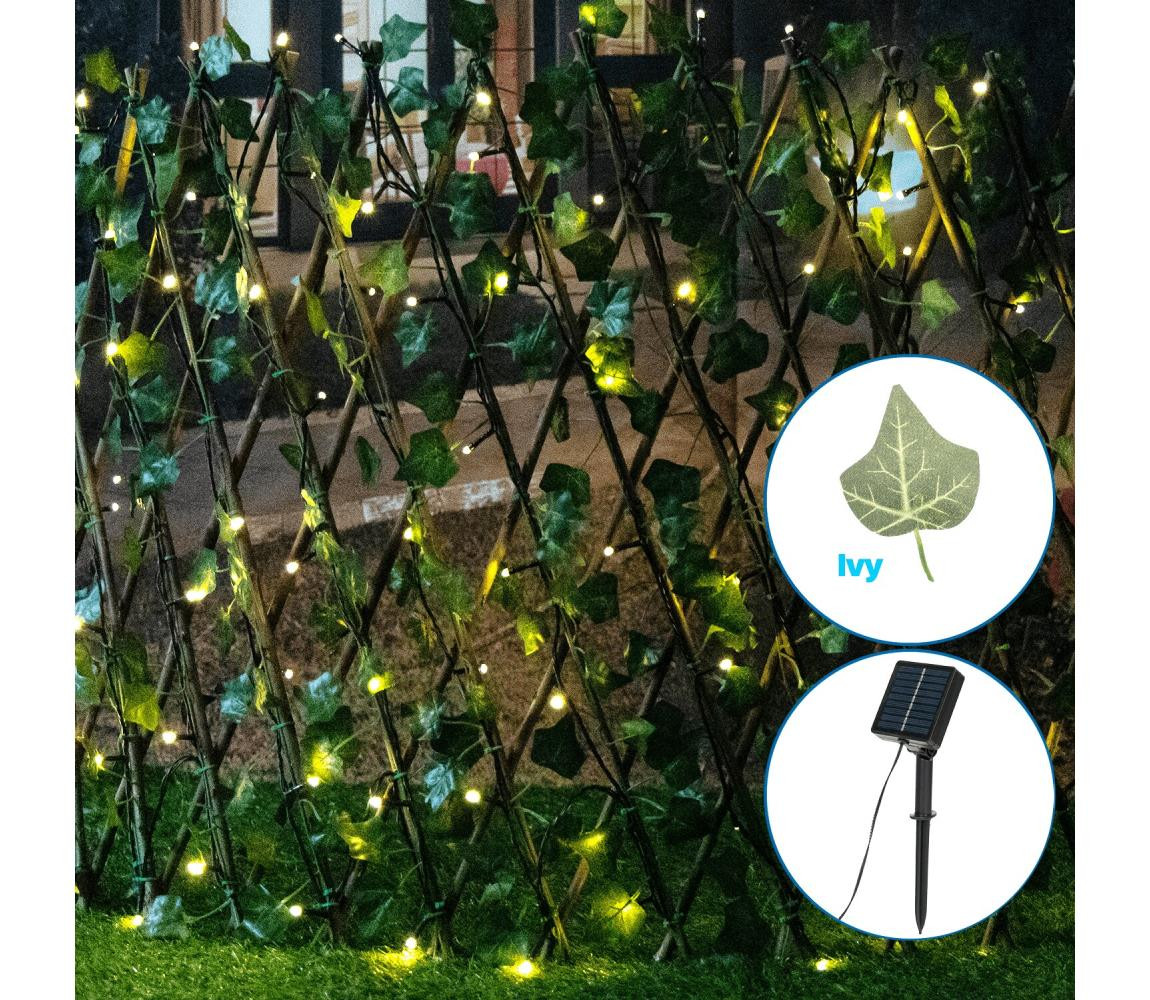 B.V.  - LED Solární řetěz 102xLED/2x0,7m IP65 teplá bílá ivy