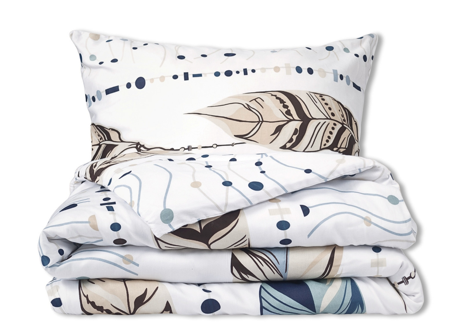 Matex Bavlněné saténové povlečení Exclusive 140x200 + 70x90 cm - Boho peříčka