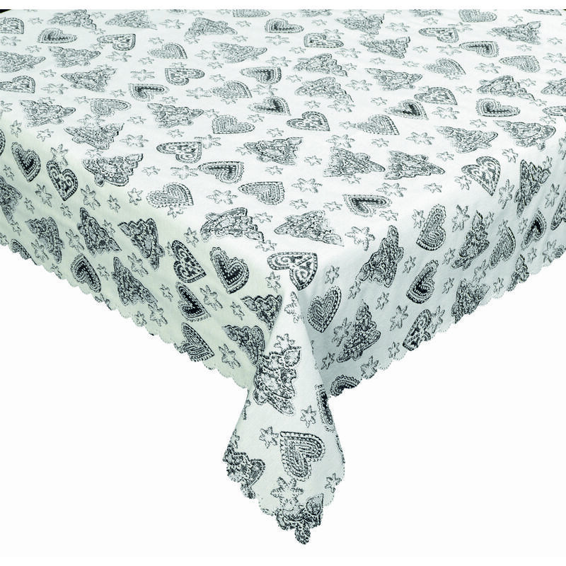 Ubrus gobelinový vánoční, Stromeček a srdíčka, šedý 120 x 160 cm