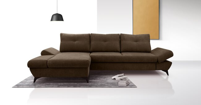 LASKI Tmavě hnědá rohová pohovka VENTI - levá 284x85x96-166 tmavě hnědá - ASTI 6